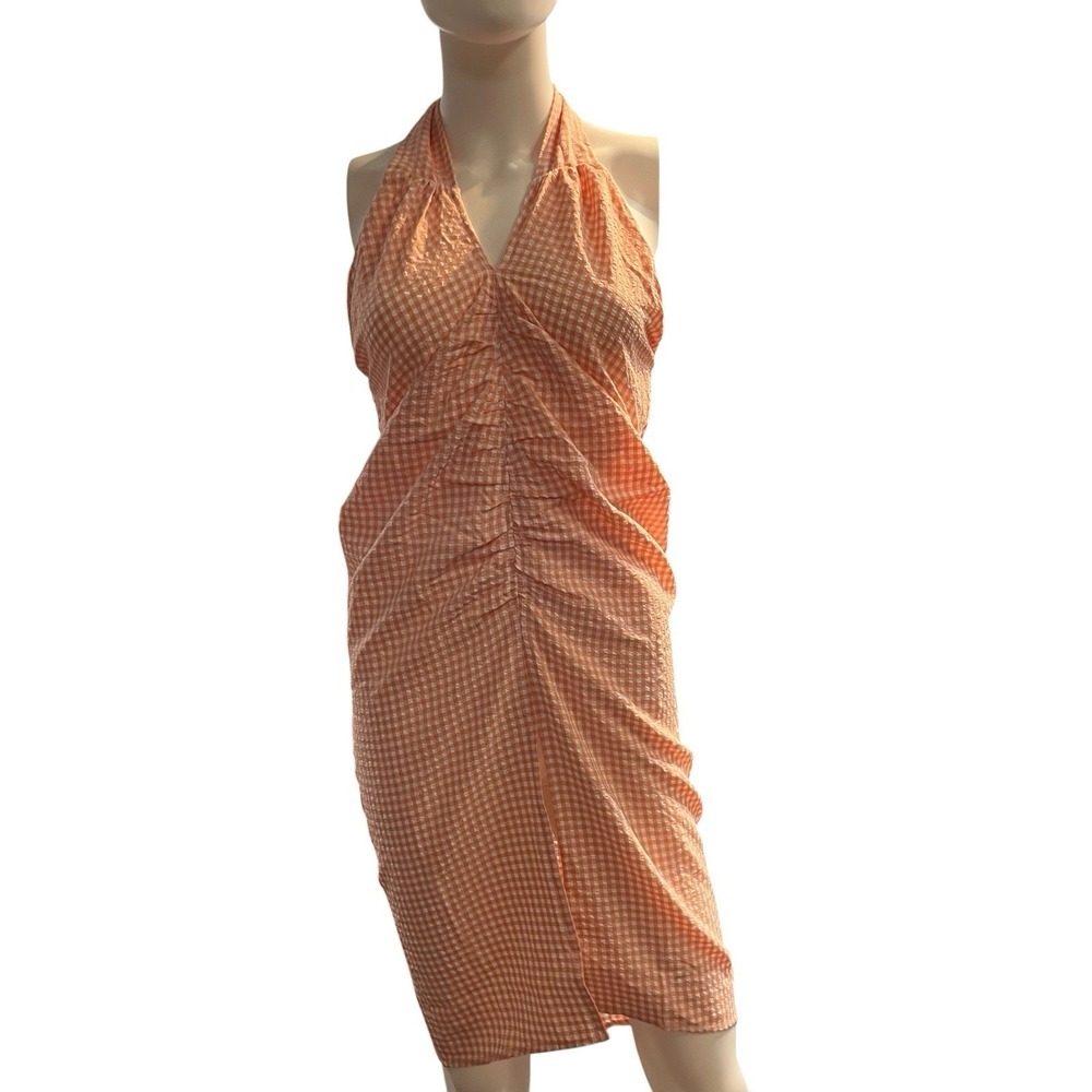 MNG Pink Gingham Mini Dress Halter Babydoll S Cottagecore Country Coquette Farm